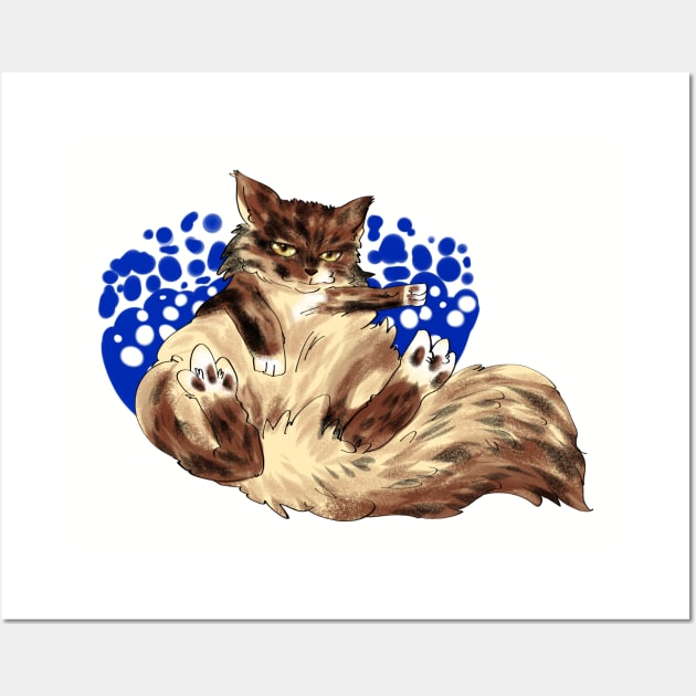 Maine Coon Cat Toon Wall Art by sloppyink